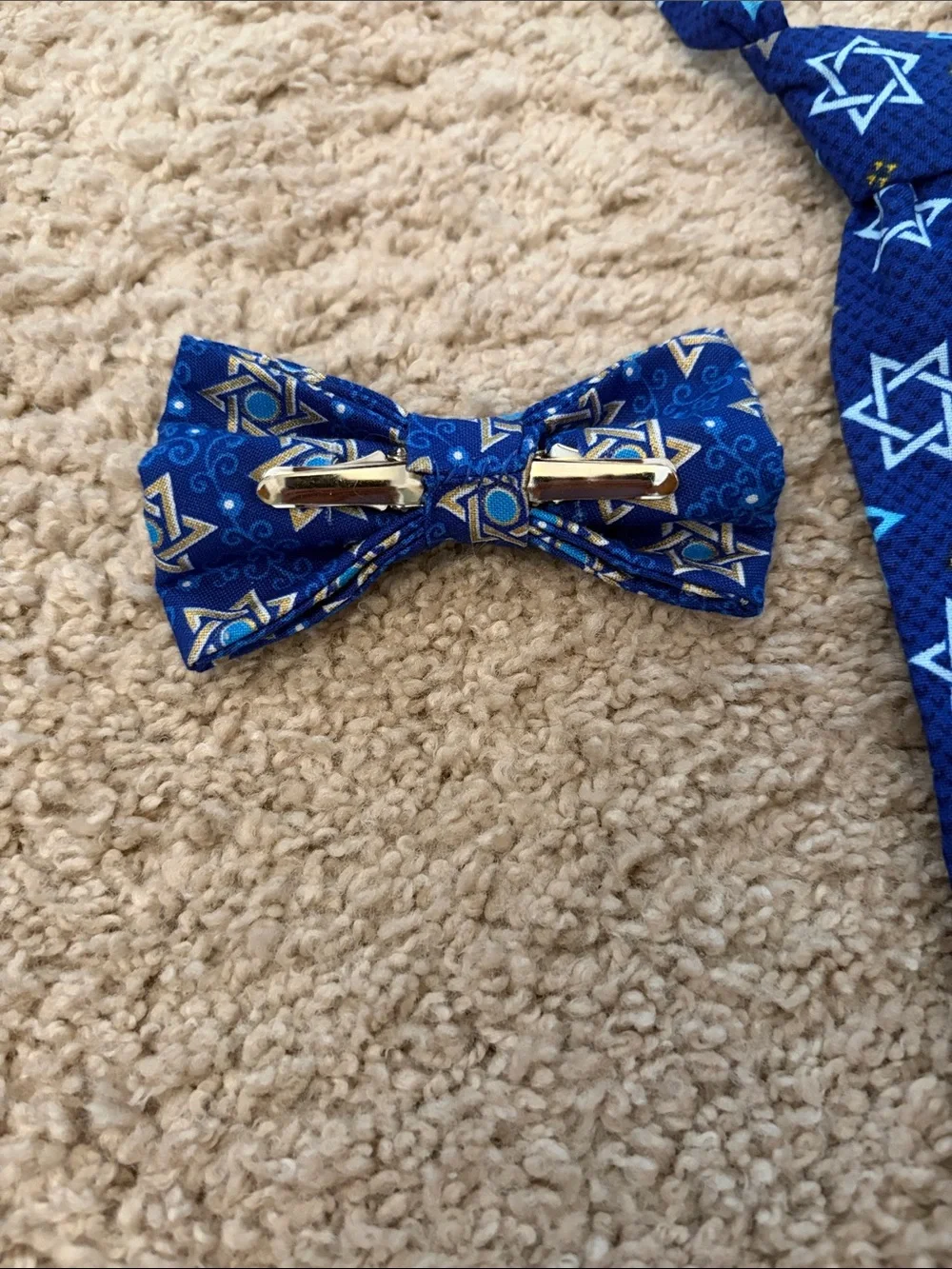 Boys Star of David Pattern Tie and Bow Set